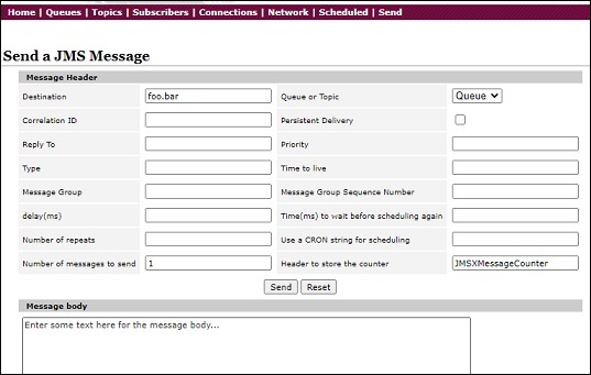 Send Message in Admin Console