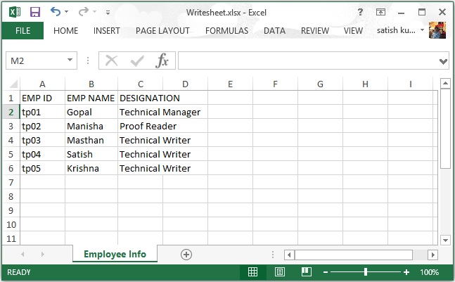 Excel Read Write Example using Apache POI HSSF and XSSF Library