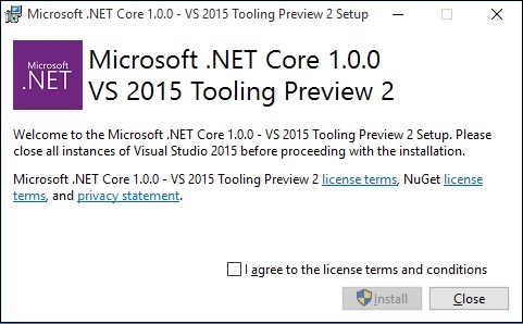 Microsoft .NET Core 1.0.0