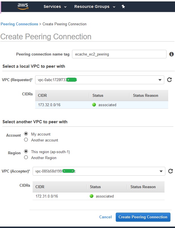 Creating in different vpc 2