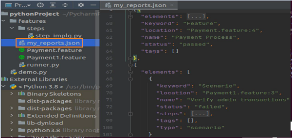 My Reports Json