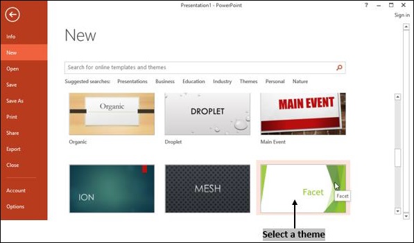 Powerpoint Select Theme