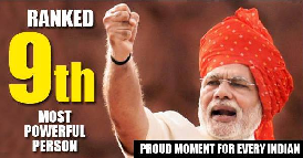 Modi is ranked 9th powerful person