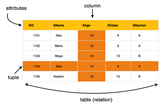 Relational Model Table
