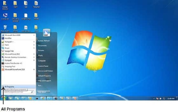 Windows كافة البرامج