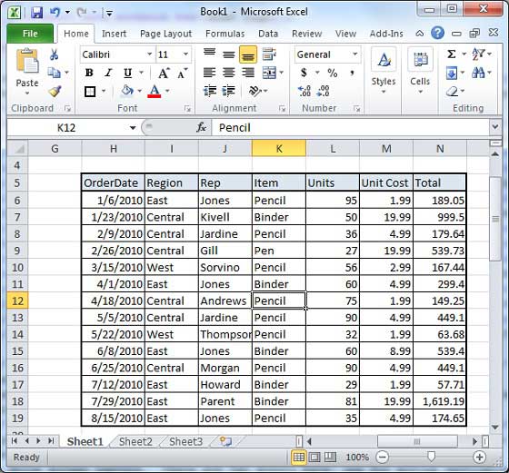 نص نموذج Excel