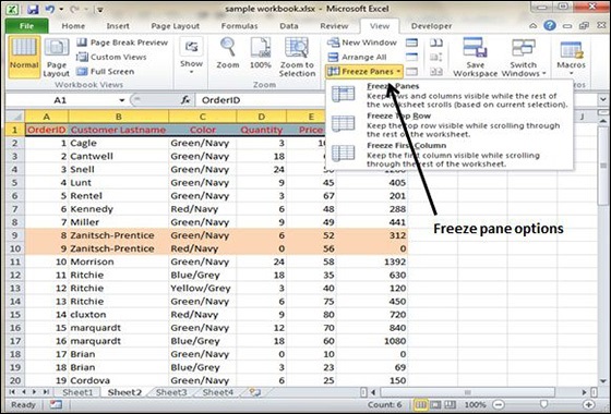 how to freeze panes excel