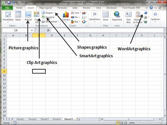 رسومات مختلفة في MS Excel