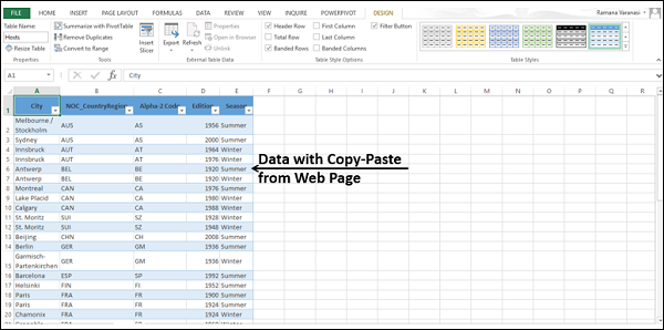 Copy-Pasting Data