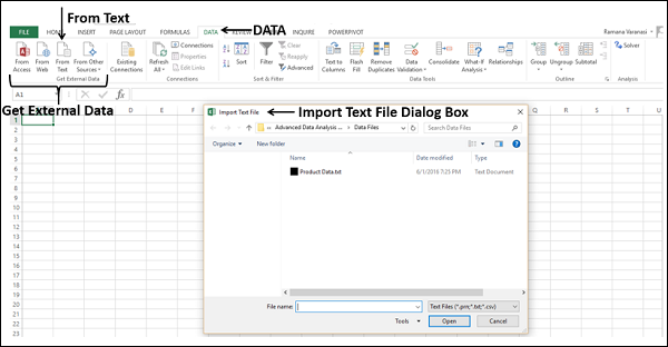 Importing Data from Text File