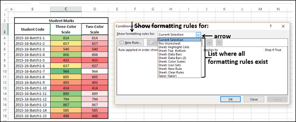 Show Formatting Rules