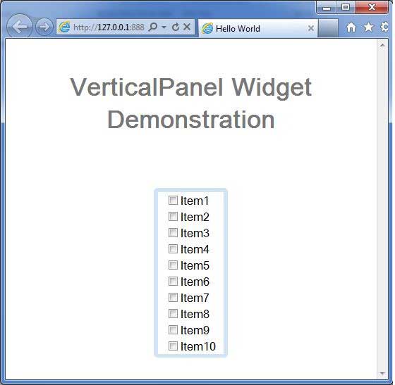 GWT VerticalPanel Widget
