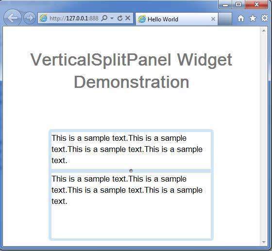 GWT VerticalSplitPanel Widget