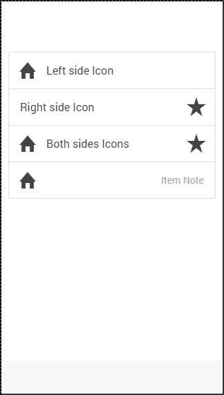 Ionic item icons