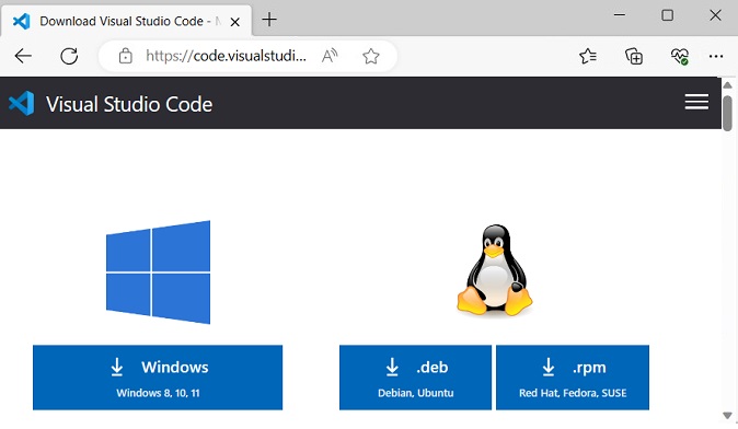 Visual Studio Download Page