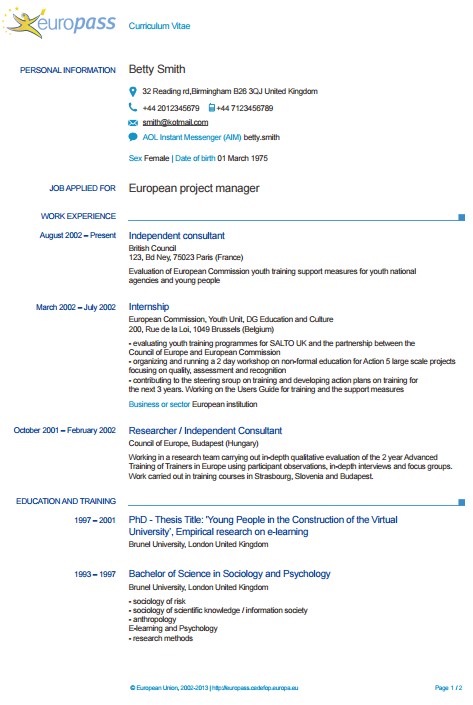 American Resume Format from www.tutorialspoint.com