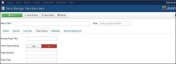 joomla Adding Menu Items