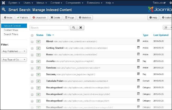 joomla Component Menu