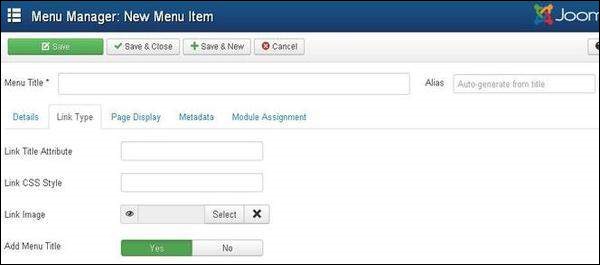 Joomla Menus Menu