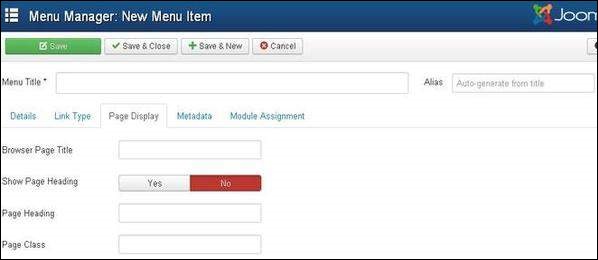 Joomla Menus Menu