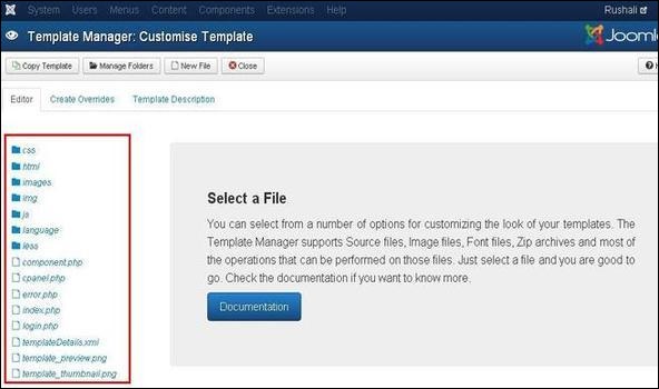 joomla Template Manager