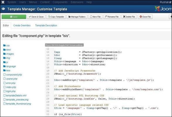 joomla Template Manager