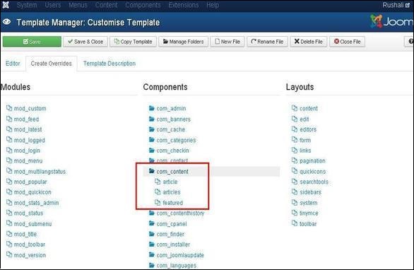 joomla Template Manager