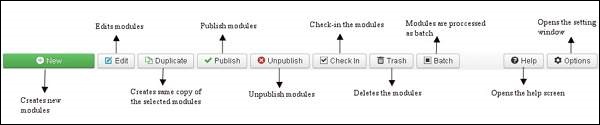joomla Module Manager Toolbar