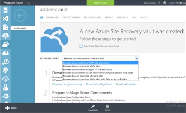 Create a Site Recovery Vault