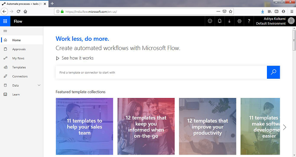Microsoft Flow Interface