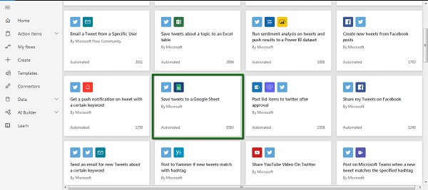 Tweets with Microsoft Flow