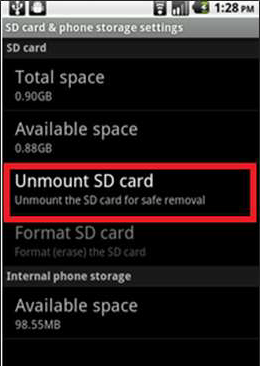 Unmount SD Card