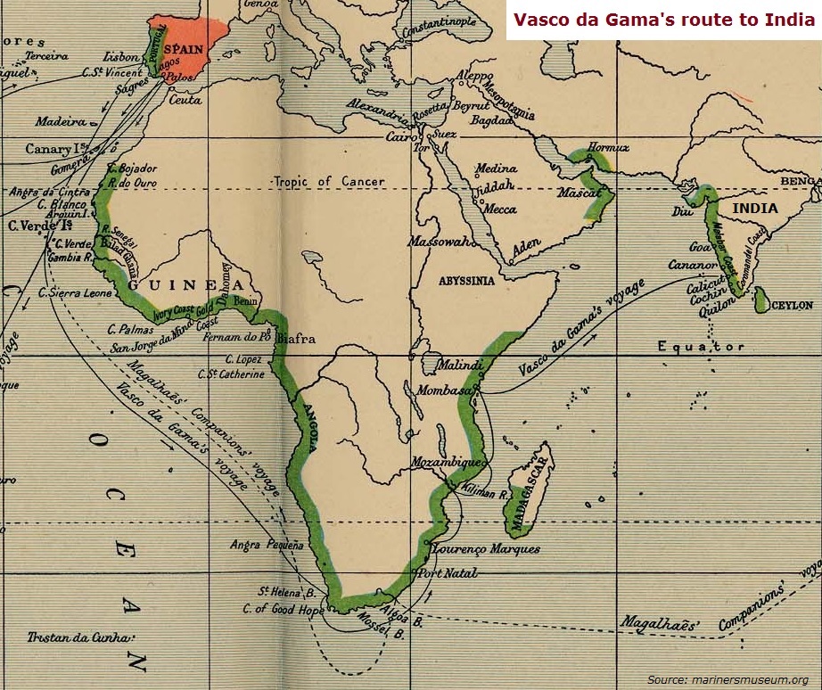 Vasco da Gama's route