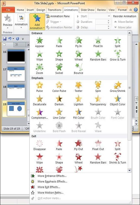 Add & Preview Animations Powerpoint 2010