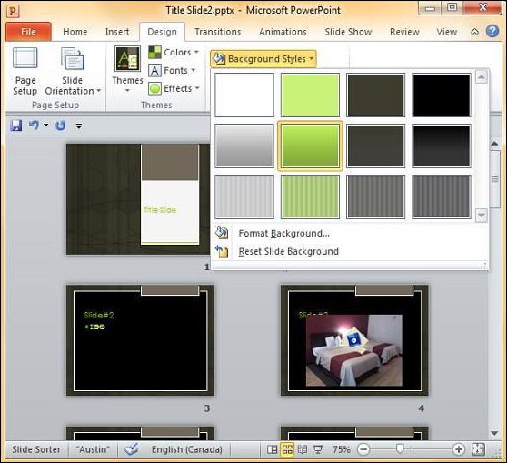 Setting Backgrounds in Powerpoint 2010