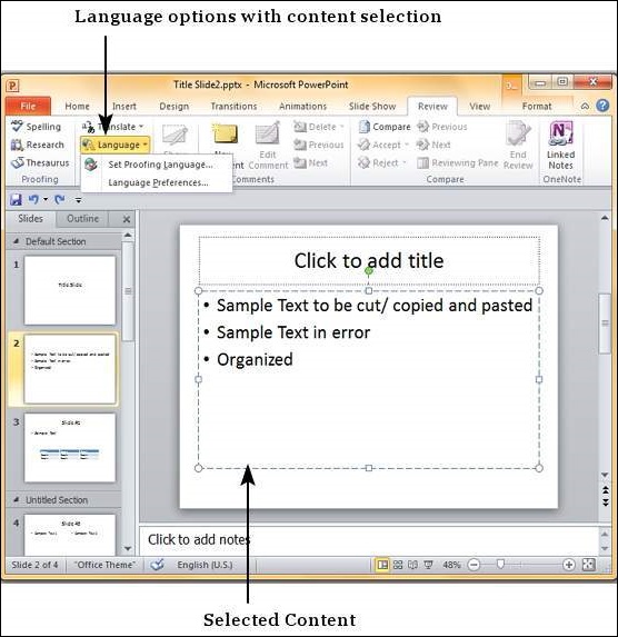 powerpoint set language of entire presentation