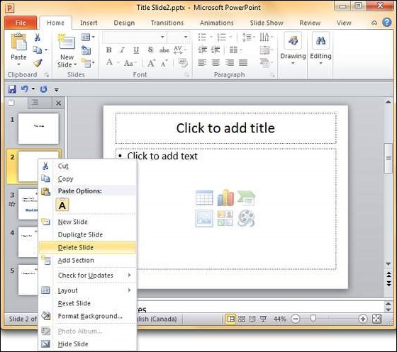 creating presentation inserting and deleting slides