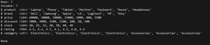 Polars DataFrame example