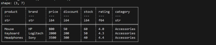 Polars DataFrame example