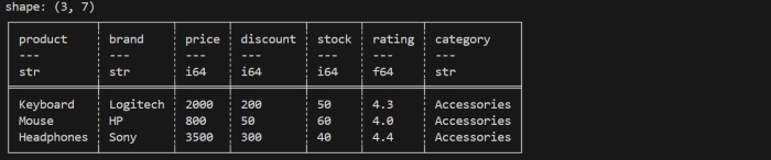 Polars DataFrame example