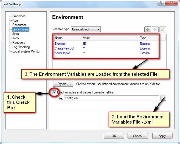 User Defined Internal Environment Variables