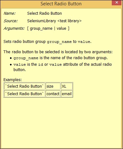 Details of Radio button