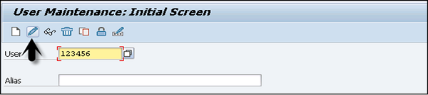 User Maintenance Initial Screen