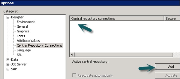 Central Repository Connections