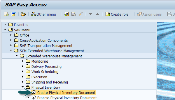 Create Physical Inventory Document