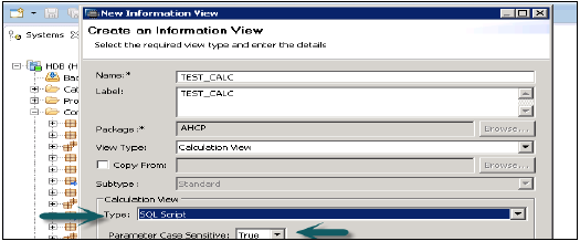 Select Calculation View Type