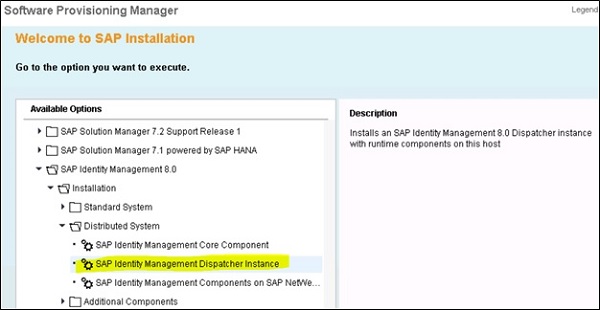 SAP Identity Management Dispatcher Instance