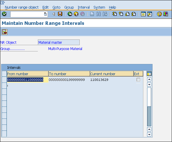 SAP Assign number range entry
