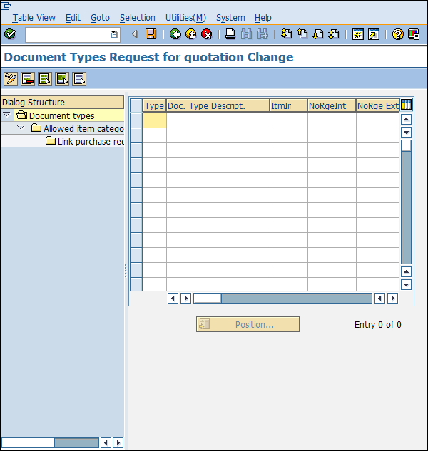 SAP Configuration document type rfq detail 