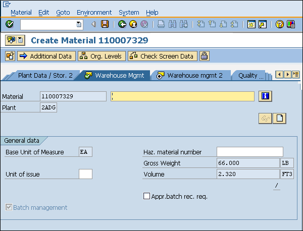 SAP create material details